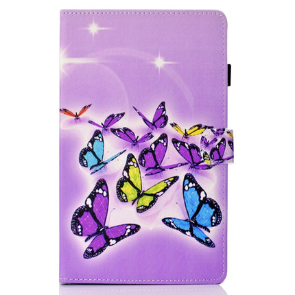 For Samsung Galaxy Tab A7 Lite 8.7 (2021) T220 Coloured Drawing Stitching Horizontal Flip Leather Case with Holder & Card Slot(Butterflies)-garmade.com