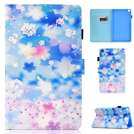 For Samsung Galaxy Tab A7 Lite 8.7 (2021) T220 Coloured Drawing Stitching Horizontal Flip Leather Case with Holder & Card Slot(Petal Rain)-garmade.com