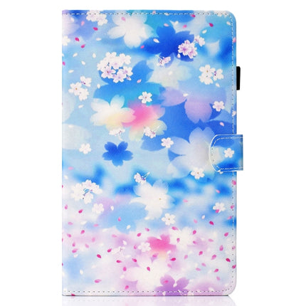 For Samsung Galaxy Tab A7 Lite 8.7 (2021) T220 Coloured Drawing Stitching Horizontal Flip Leather Case with Holder & Card Slot(Petal Rain)-garmade.com