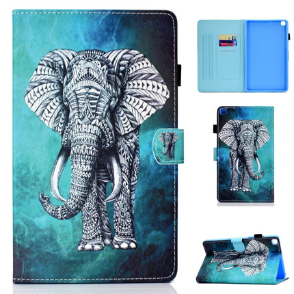 For Samsung Galaxy Tab A7 Lite 8.7 (2021) T220 Coloured Drawing Stitching Horizontal Flip Leather Case with Holder & Card Slot(Elephant)-garmade.com