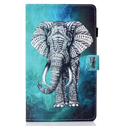 For Samsung Galaxy Tab A7 Lite 8.7 (2021) T220 Coloured Drawing Stitching Horizontal Flip Leather Case with Holder & Card Slot(Elephant)-garmade.com