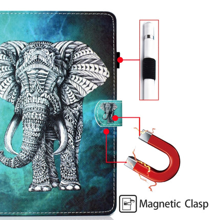 For Samsung Galaxy Tab A7 Lite 8.7 (2021) T220 Coloured Drawing Stitching Horizontal Flip Leather Case with Holder & Card Slot(Elephant)-garmade.com