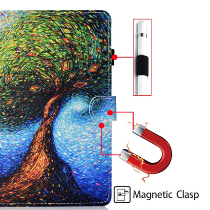 For Samsung Galaxy Tab A7 Lite 8.7 (2021) T220 Coloured Drawing Stitching Horizontal Flip Leather Case with Holder & Card Slot(Abstract Tree)-garmade.com