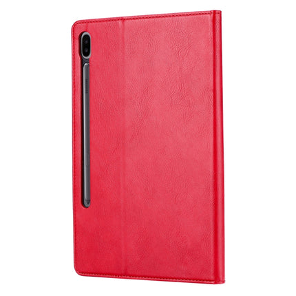 For Samsung Galaxy Tab S7 FE/S7 Lite/T730/T735/T736B Knead Skin Texture Horizontal Flip Leather Case with Photo Frame & Holder & Card Slots & Wallet(Red)-garmade.com