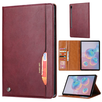 For Samsung Galaxy Tab S7 FE/S7 Lite/T730/T735/T736B Knead Skin Texture Horizontal Flip Leather Case with Photo Frame & Holder & Card Slots & Wallet(Wine Red)-garmade.com