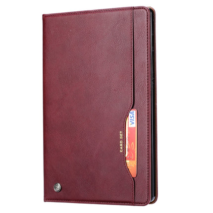 For Samsung Galaxy Tab S7 FE/S7 Lite/T730/T735/T736B Knead Skin Texture Horizontal Flip Leather Case with Photo Frame & Holder & Card Slots & Wallet(Wine Red)-garmade.com
