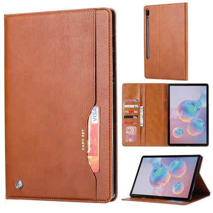 For Samsung Galaxy Tab S7 FE/S7 Lite/T730/T735/T736B Knead Skin Texture Horizontal Flip Leather Case with Photo Frame & Holder & Card Slots & Wallet(Brown)-garmade.com