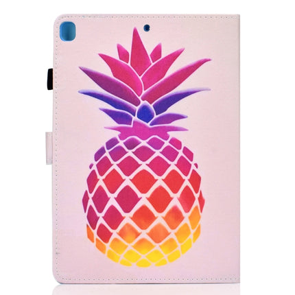 For iPad 10.2 2021 / 2020 / 2019 Colored Drawing Horizontal Flip Leather Case with Holder & Card Slots & Pen Slot & Sleep / Wake-up Function(Pink Pineapple)-garmade.com