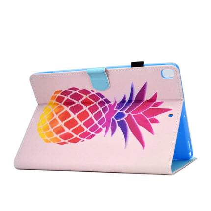 For iPad 10.2 2021 / 2020 / 2019 Colored Drawing Horizontal Flip Leather Case with Holder & Card Slots & Pen Slot & Sleep / Wake-up Function(Pink Pineapple)-garmade.com