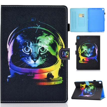 For iPad 10.2 2021 / 2020 / 2019 Colored Drawing Horizontal Flip Leather Case with Holder & Card Slots & Pen Slot & Sleep / Wake-up Function(Space Cat)-garmade.com