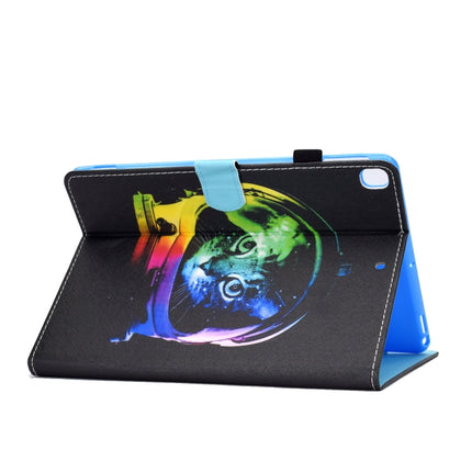 For iPad 10.2 2021 / 2020 / 2019 Colored Drawing Horizontal Flip Leather Case with Holder & Card Slots & Pen Slot & Sleep / Wake-up Function(Space Cat)-garmade.com