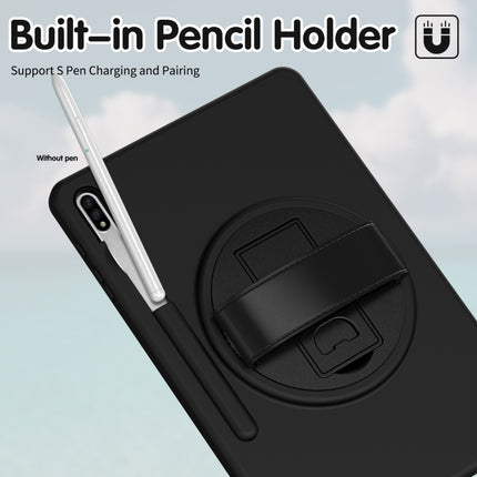 For Samsung Galaxy Tab S8+ / Tab S8 Plus / Tab S7 FE / Tab S7+ SM-T970 360 Degree Rotation PC + TPU Protective Case with Holder & Hand-strap & Pen Slot(Black)-garmade.com