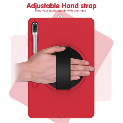For Samsung Galaxy Tab S8+ / Tab S8 Plus / Tab S7 FE / Tab S7+ SM-T970 360 Degree Rotation PC + TPU Protective Case with Holder & Hand-strap & Pen Slot(Red)-garmade.com