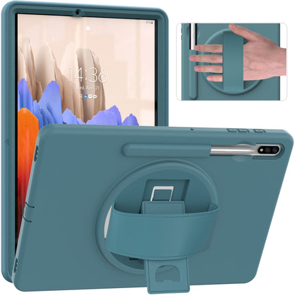 For Samsung Galaxy Tab S8+ / Tab S8 Plus / Tab S7 FE / Tab S7+ SM-T970 360 Degree Rotation PC + TPU Protective Case with Holder & Hand-strap & Pen Slot(Light Blue)-garmade.com