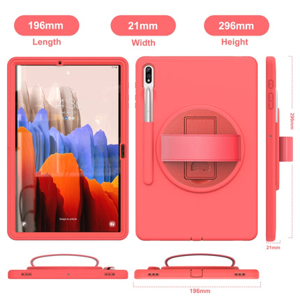 For Samsung Galaxy Tab S8+ / Tab S8 Plus / Tab S7 FE / Tab S7+ SM-T970 360 Degree Rotation PC + TPU Protective Case with Holder & Hand-strap & Pen Slot(Pink)-garmade.com