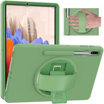 For Samsung Galaxy Tab S8+ / Tab S8 Plus / Tab S7 FE / Tab S7+ SM-T970 360 Degree Rotation PC + TPU Protective Case with Holder & Hand-strap & Pen Slot(Green)-garmade.com