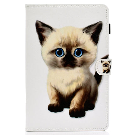 For iPad 10.2 2021 / 2020 / 2019 Colored Drawing Horizontal Flip Leather Case with Holder & Card Slots & Pen Slot & Sleep / Wake-up Function(Kitten)-garmade.com
