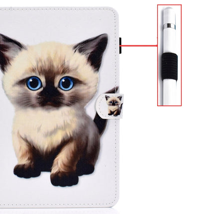 For iPad 10.2 2021 / 2020 / 2019 Colored Drawing Horizontal Flip Leather Case with Holder & Card Slots & Pen Slot & Sleep / Wake-up Function(Kitten)-garmade.com