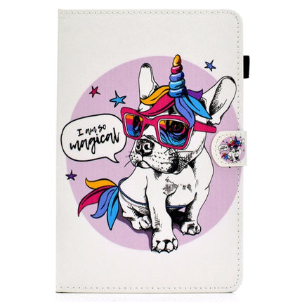 For iPad 10.2 2021 / 2020 / 2019 Colored Drawing Horizontal Flip Leather Case with Holder & Card Slots & Pen Slot & Sleep / Wake-up Function(Unicorn Dog)-garmade.com