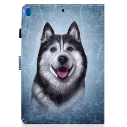 For iPad 10.2 2021 / 2020 / 2019 Colored Drawing Horizontal Flip Leather Case with Holder & Card Slots & Pen Slot & Sleep / Wake-up Function(Husky)-garmade.com