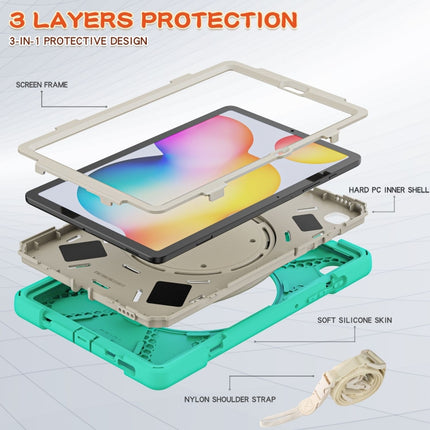 For Samsung Galaxy Tab S6 Lite P610 Silicone + PC Protective Case with Holder & Shoulder Strap(Mint Green)-garmade.com