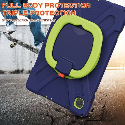For Samsung Galaxy Tab S6 Lite P610 Silicone + PC Protective Case with Holder & Shoulder Strap(Navy Blue+Yellow Green)-garmade.com