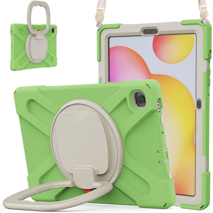 For Samsung Galaxy Tab S6 Lite P610 Silicone + PC Protective Case with Holder & Shoulder Strap(Matcha Green)-garmade.com