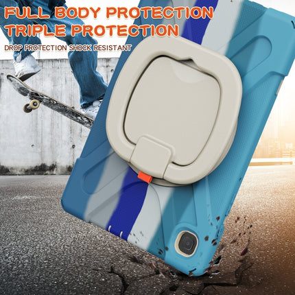 For Samsung Galaxy Tab S6 Lite P610 Silicone + PC Protective Case with Holder & Shoulder Strap(Colorful Blue)-garmade.com