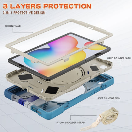 For Samsung Galaxy Tab S6 Lite P610 Silicone + PC Protective Case with Holder & Shoulder Strap(Colorful Blue)-garmade.com