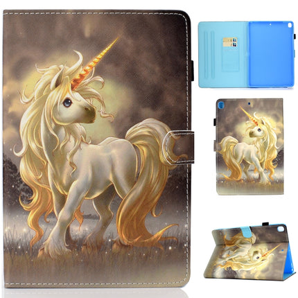 For iPad 10.2 2021 / 2020 / 2019 Colored Drawing Horizontal Flip Leather Case with Holder & Card Slots & Pen Slot & Sleep / Wake-up Function(Unicorn)-garmade.com