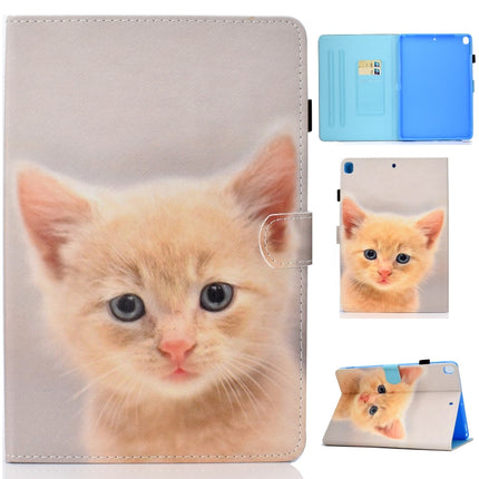 For iPad 10.2 2021 / 2020 / 2019 Colored Drawing Horizontal Flip Leather Case with Holder & Card Slots & Pen Slot & Sleep / Wake-up Function(Cute Cat)-garmade.com