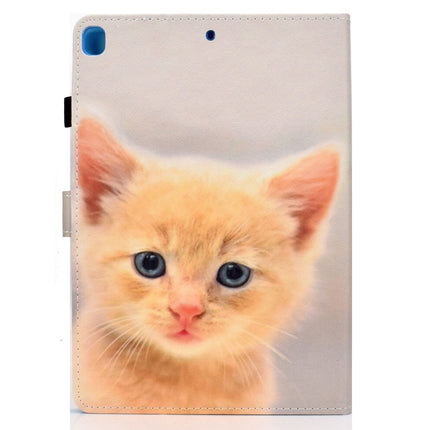 For iPad 10.2 2021 / 2020 / 2019 Colored Drawing Horizontal Flip Leather Case with Holder & Card Slots & Pen Slot & Sleep / Wake-up Function(Cute Cat)-garmade.com