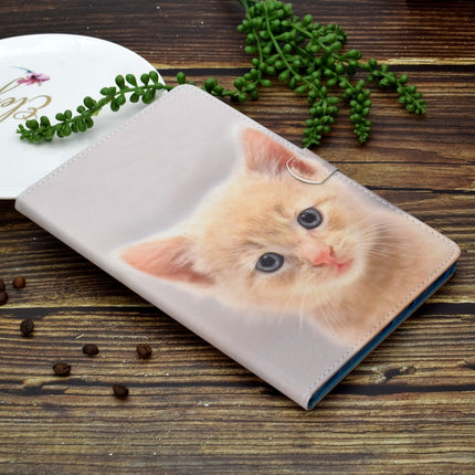 For iPad 10.2 2021 / 2020 / 2019 Colored Drawing Horizontal Flip Leather Case with Holder & Card Slots & Pen Slot & Sleep / Wake-up Function(Cute Cat)-garmade.com