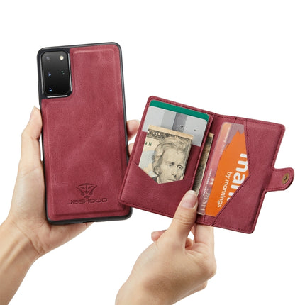 For Samsung Galaxy S20+ JEEHOOD Retro Magnetic Detachable Protective Case with Wallet & Card Slot & Holder(Red)-garmade.com