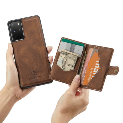 For Samsung Galaxy S20+ JEEHOOD Retro Magnetic Detachable Protective Case with Wallet & Card Slot & Holder(Brown)-garmade.com