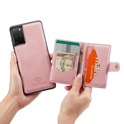 For Samsung Galaxy S20+ JEEHOOD Retro Magnetic Detachable Protective Case with Wallet & Card Slot & Holder(Pink)-garmade.com