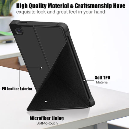 For Samsung Galaxy Tab A7 Lite 8.7 T220 / T225 Multi-folding Horizontal Flip PU Leather Shockproof Case with Holder(Black)-garmade.com