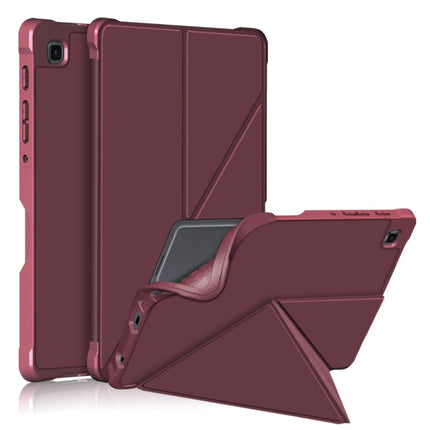 For Samsung Galaxy Tab A7 Lite 8.7 T220 / T225 Multi-folding Horizontal Flip PU Leather Shockproof Case with Holder(Wine Red)-garmade.com
