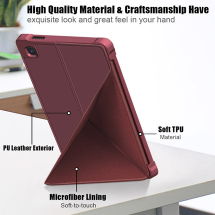 For Samsung Galaxy Tab A7 Lite 8.7 T220 / T225 Multi-folding Horizontal Flip PU Leather Shockproof Case with Holder(Wine Red)-garmade.com
