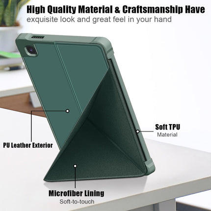 For Samsung Galaxy Tab A7 Lite 8.7 T220 / T225 Multi-folding Horizontal Flip PU Leather Shockproof Case with Holder(Dark Green)-garmade.com