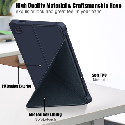 For Samsung Galaxy Tab A7 Lite 8.7 T220 / T225 Multi-folding Horizontal Flip PU Leather Shockproof Case with Holder(Dark Blue)-garmade.com