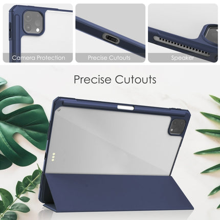 For iPad Pro 11 2022 / 2021 / 2020 / 2018 Three-folding Acrylic TPU + PU Leather Horizontal Flip Tablet Case with Holder & Pen Slot & Sleep / Wake-up Function(Blue)-garmade.com