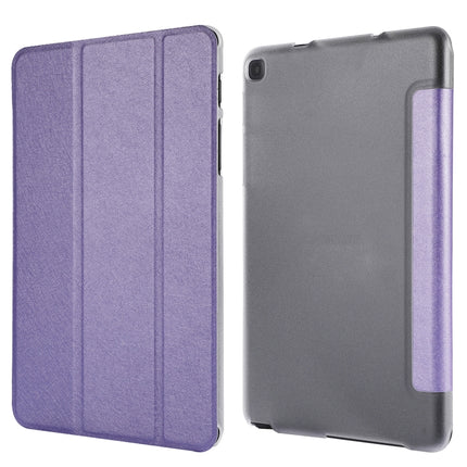Silk Texture Three-fold Horizontal Flip Leather Case with Holder For Samsung Galaxy Tab A7 Lite 8.7 T220 / T225(Purple)-garmade.com