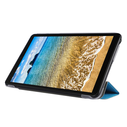 Silk Texture Three-fold Horizontal Flip Leather Case with Holder For Samsung Galaxy Tab A7 Lite 8.7 T220 / T225(Sky Blue)-garmade.com