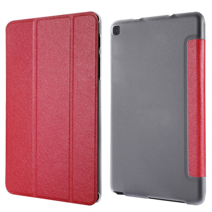 Silk Texture Three-fold Horizontal Flip Leather Case with Holder For Samsung Galaxy Tab A7 Lite 8.7 T220 / T225(Red)-garmade.com
