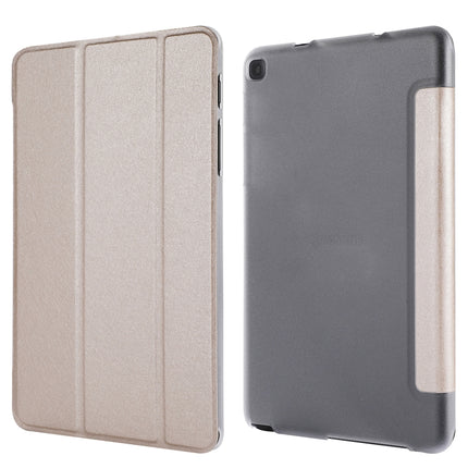 Silk Texture Three-fold Horizontal Flip Leather Case with Holder For Samsung Galaxy Tab A7 Lite 8.7 T220 / T225(Gold)-garmade.com