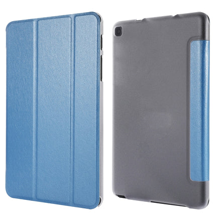 Silk Texture Three-fold Horizontal Flip Leather Case with Holder For Samsung Galaxy Tab A7 Lite 8.7 T220 / T225(Blue)-garmade.com