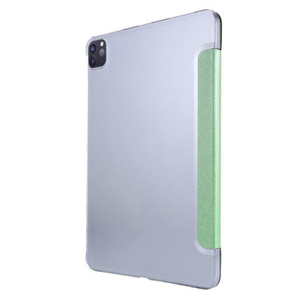 For iPad Pro 11 2022 / 2021 Silk Texture Three-fold Horizontal Flip Leather Tablet Case with Holder & Pen Slot(Green)-garmade.com