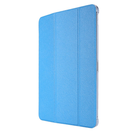 For iPad Pro 11 2022 / 2021 Silk Texture Three-fold Horizontal Flip Leather Tablet Case with Holder & Pen Slot(Sky Blue)-garmade.com