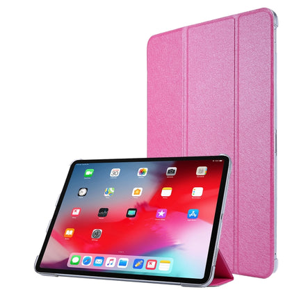 For iPad Pro 11 2022 / 2021 Silk Texture Three-fold Horizontal Flip Leather Tablet Case with Holder & Pen Slot(Rose Red)-garmade.com